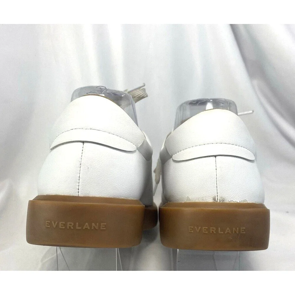 Everlane Releather White Gum Sole Sneaker Heel Toe 25.5 cm M 7 W 8-8.5? FLAW